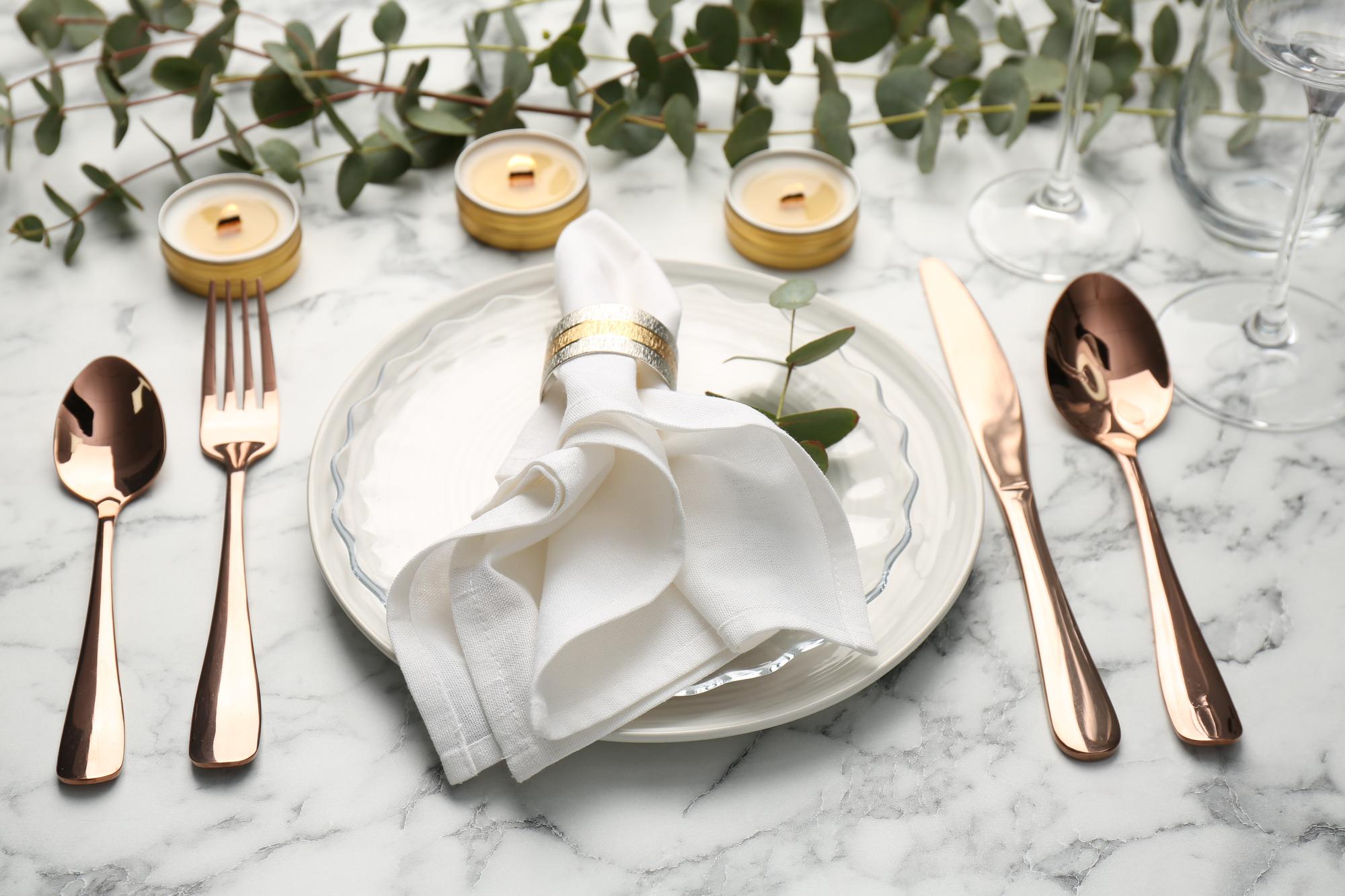 Inviting dining table set for tasting event