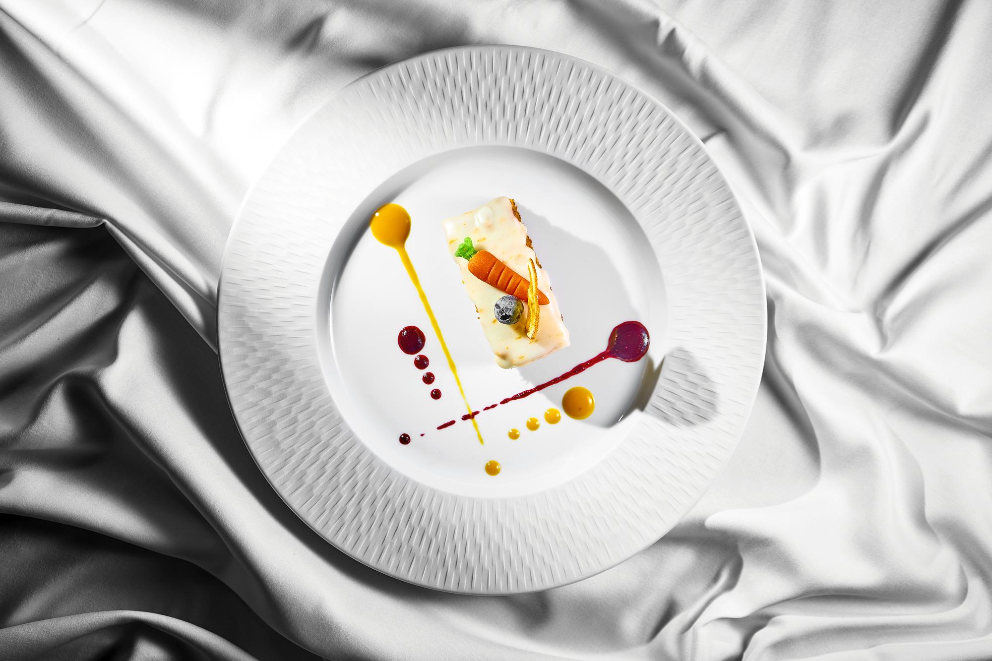 Elegant plated gourmet dish with layered textures